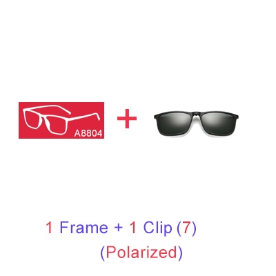 Ralferty Magnetic Sunglasses Men 5 In 1 Polarized Clip On Women Square Sunglases Ultra-Light Night Vision Glasses A8804 Clip On Sunglasses Ralferty 1 Frame Green Clip Blue Frame 