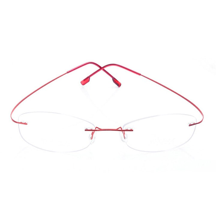 Handoer Unisex Rimless Customized Shaped Lenses 865 Titanium Eyeglasses Rimless Handoer Red  