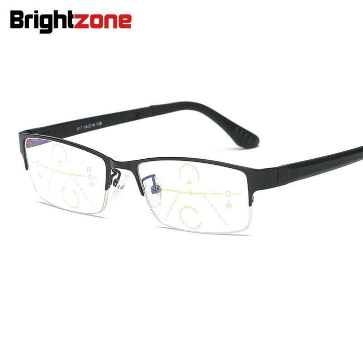 Unisex Half Rim Progressive Presbyopic Lenses Reading Glasses Alloy Frames 100-400 Reading Glasses Brightzone   