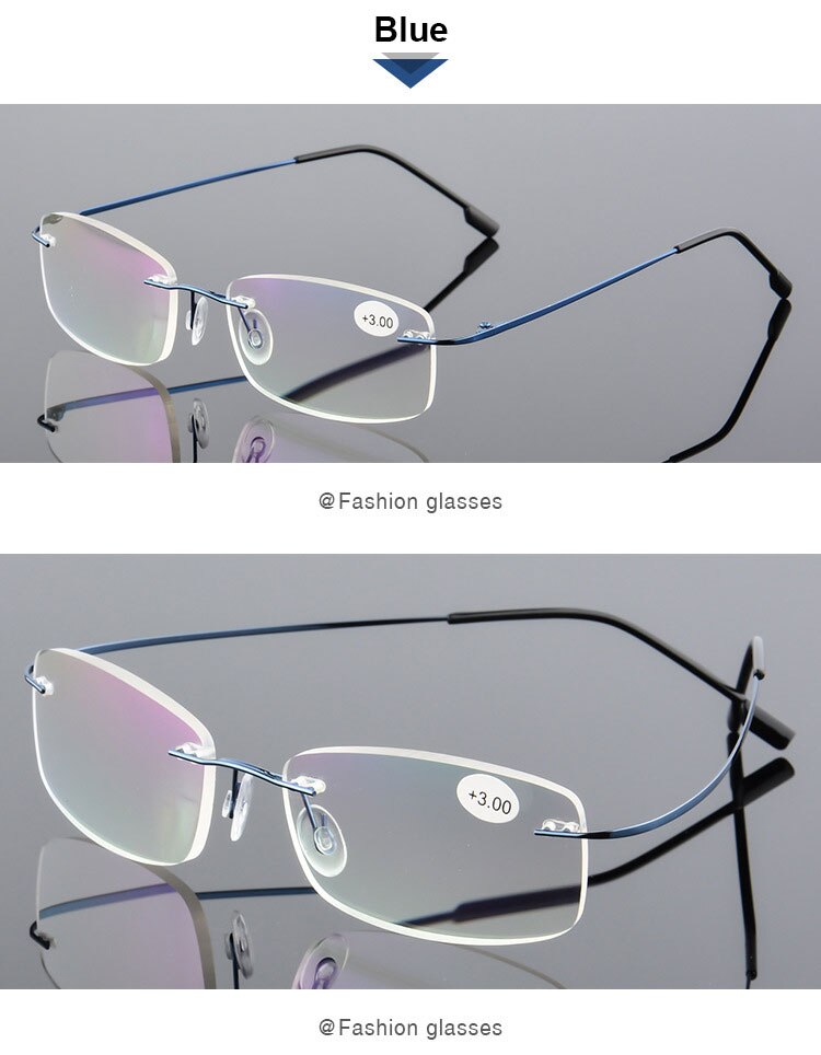 Hotochki Unisex Rectangular Rimless Alloy Reading Glasses Style 1 Reading Glasses Hotochki   