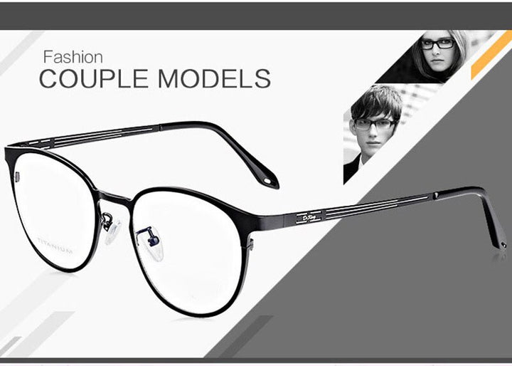 Men's Eyeglasses Pure Titanium Round 1128 Frame Bolluzzy   