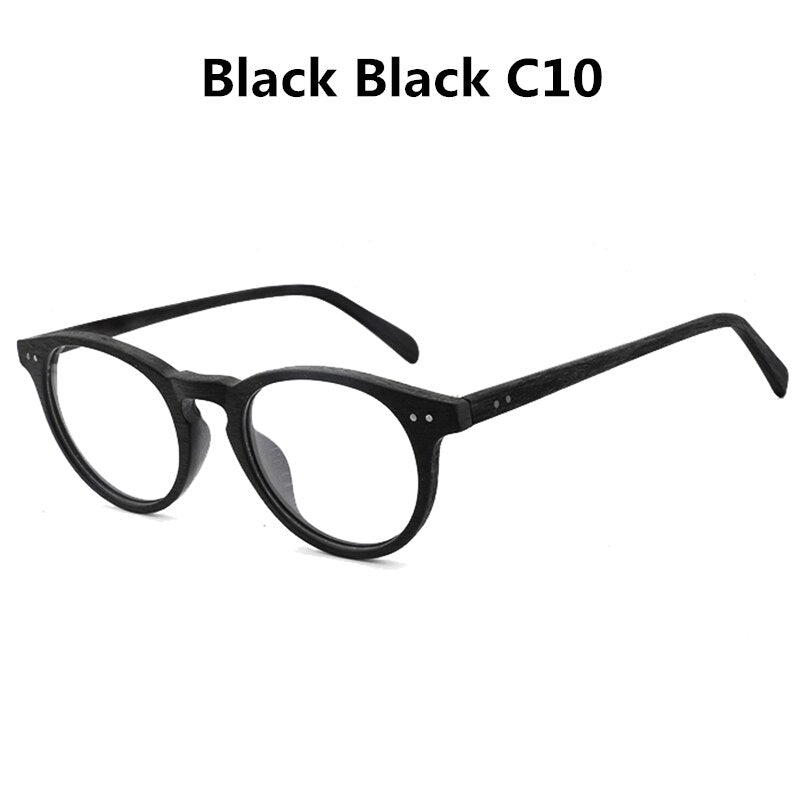 Hdcrafter Unisex Full Rim Round Wood Frame Eyeglasses Lhb030 Full Rim Hdcrafter Eyeglasses Black C10  