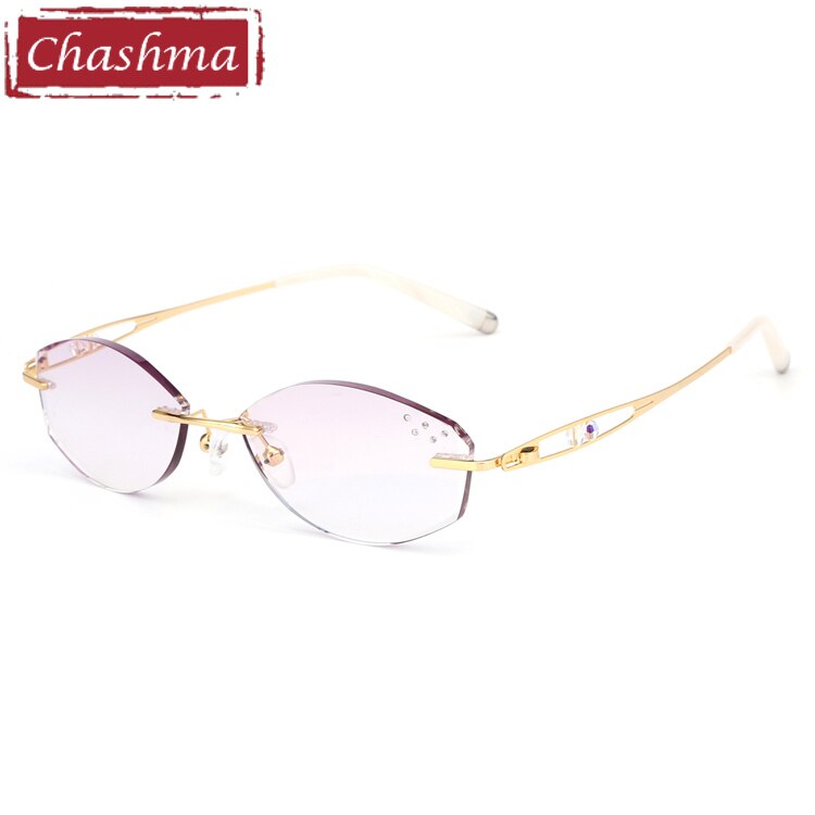 Women's Eyeglasses Diamond Trimmed Rimless Titanium 88010 Rimless Chashma Default Title  