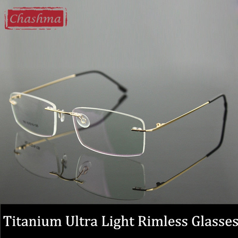 Chashma Ottica Unisex Rimless Square Rectangle Titanium Eyeglasses 763 Rimless Chashma Ottica   
