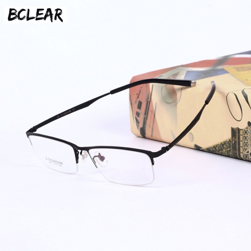 Men's Titanium Frame Half Rim Eyeglasses L063 Semi Rim Bclear   