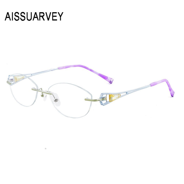 Aissuarvey Women's Rimless Acetate Rhinestone Titanium Frame Eyeglasses As10061 Rimless Aissuarvey Eyeglasses   