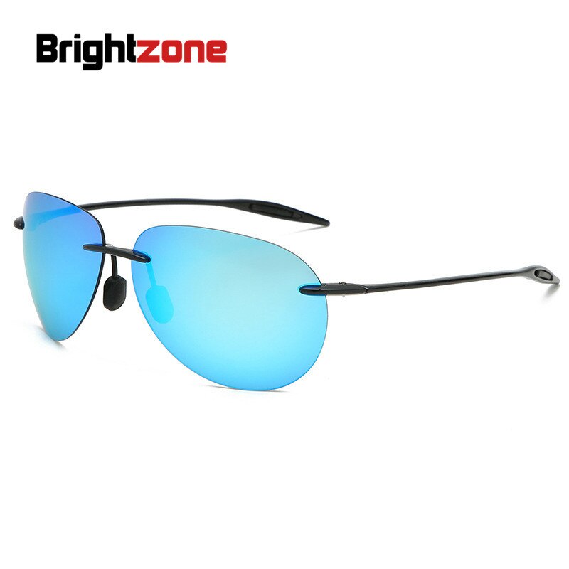 Men's Sunglasses Rimless Ultra-light TR90 Polarized Oversized Sunglasses Brightzone   