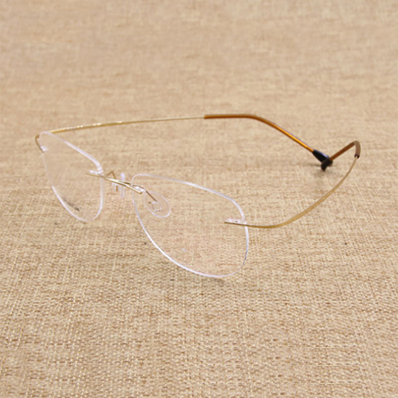 Hotochki Unisex Titanium Memory Alloy Rimless Frame Eyeglasses Rimless Hotochki Gold  