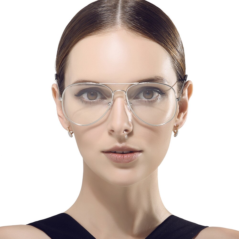 Unisex Eyeglasses Pilot Big Shape Slim Legs Alloy Frame Brightzone   