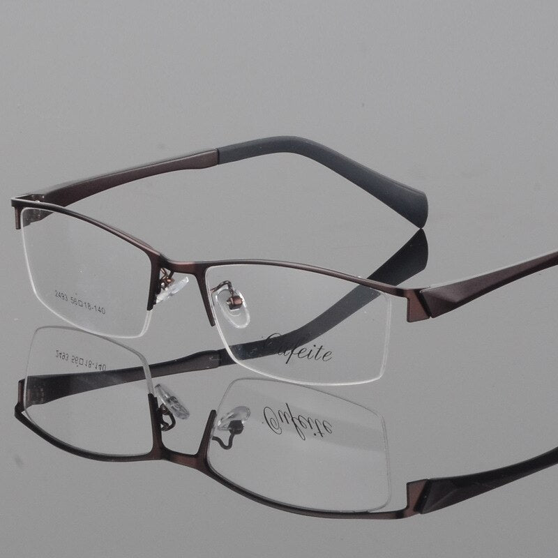 Men's Half Frame Eyeglasses Alloy Frame 2493 Frame Bclear Auburn  