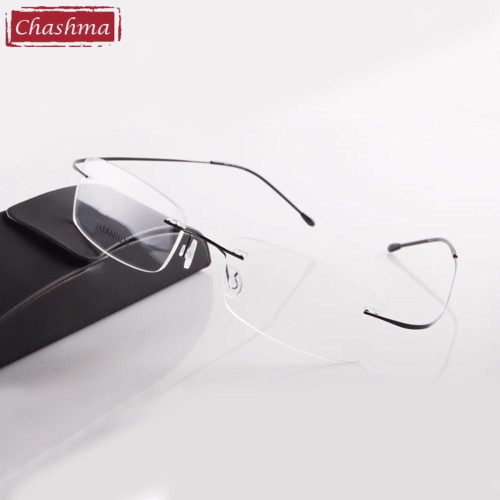 Chashma Unisex Rimless Oval Titanium Eyeglasses F637 Rimless Chashma   