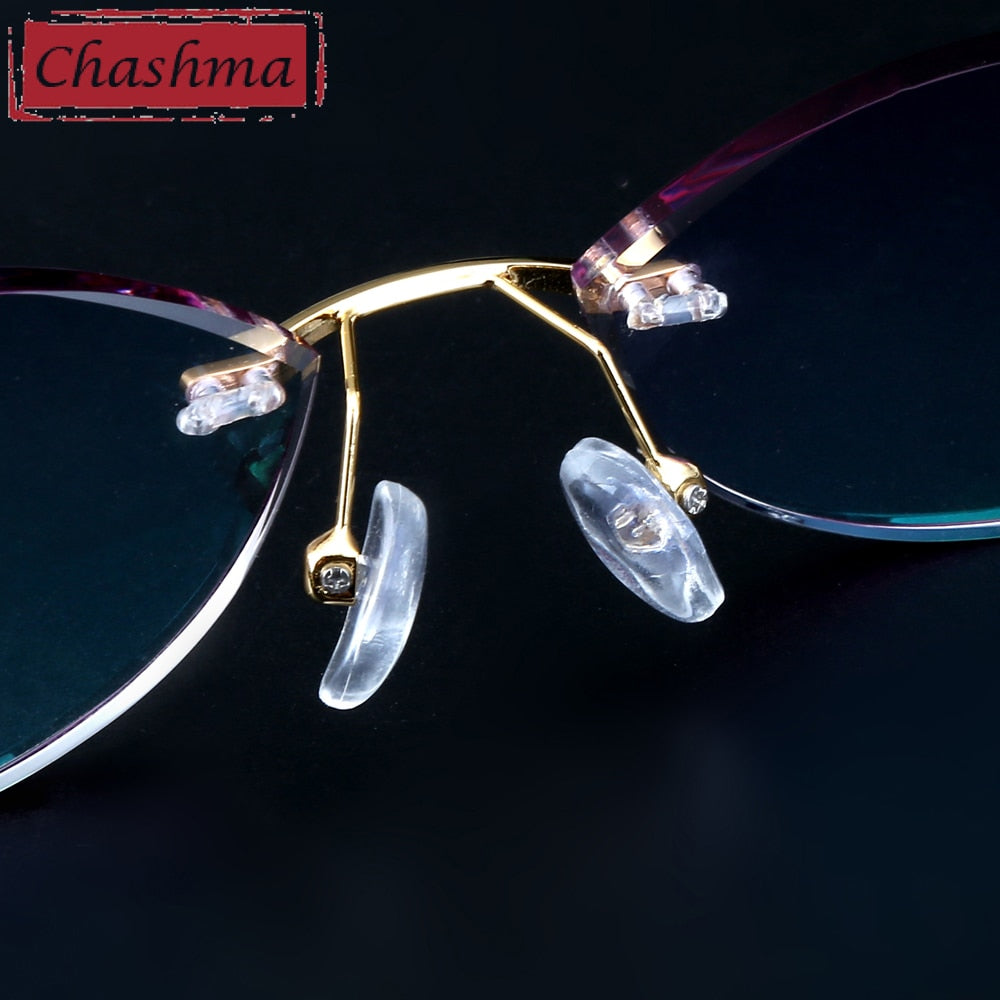 Women's Eyeglasses Diamond Trimmed Rimless Titanium 88010 Rimless Chashma   