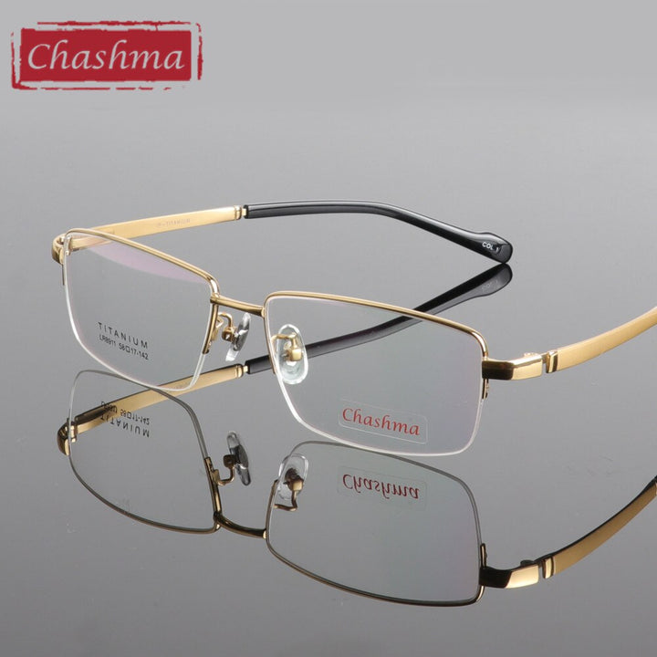 Chashma Ottica Semi Rim Oversized Square Titanium Eyeglasses 8911 Semi Rim Chashma Ottica   