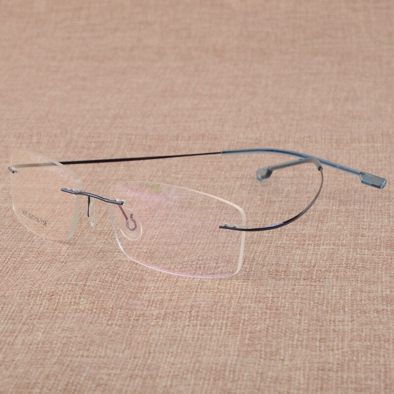 Men's Titanium Alloy Frame Rimless Eyelasses S808 Rimless Bclear Blue  