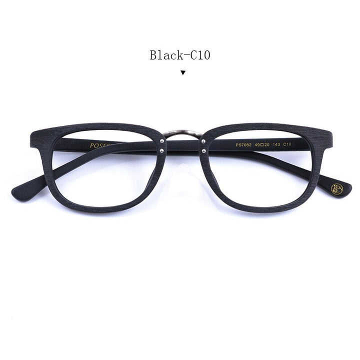 Hdcrafter Unisex Full Rim Round Square Metal Wood Frame Eyeglasses Ps7082 Full Rim Hdcrafter Eyeglasses Wood Black  