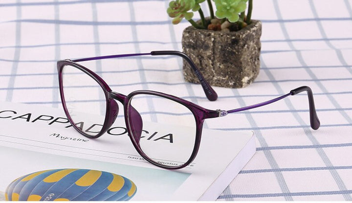 Unisex Adult Anti Blue Light Eyeglasses Square Acetate Frame Anti Blue Brightzone Purple  