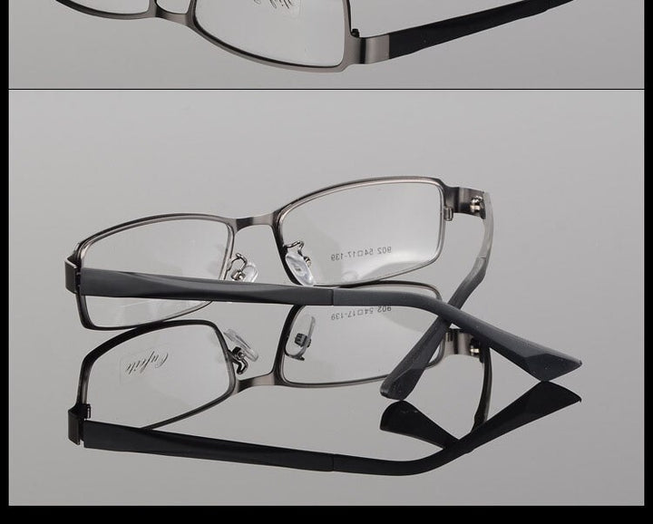 Men's Rectangular Alloy Frame Eyeglasses 902m Frame Bclear   