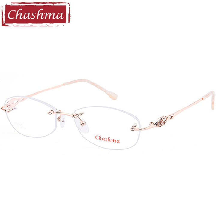 Chashma Ottica Women's Full Rim Oval Titanium Eyeglasses Ch3089 Full Rim Chashma Ottica Pink  