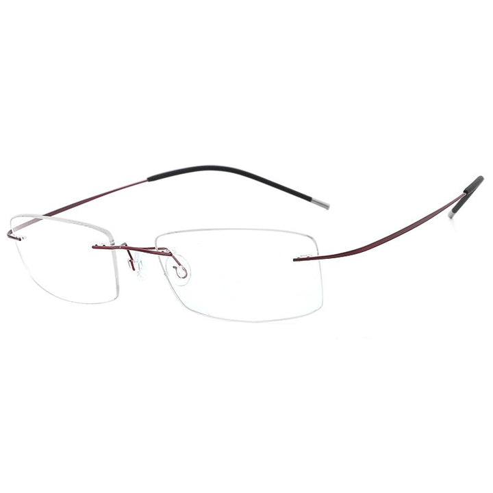 Unisex Eyeglasses Lightweight Frame Titanium Rimless Hd Rimless Hdcrafter Eyeglasses purple  