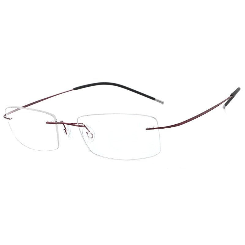 Hdcrafter Rimless Rectangle Titanium Frame Eyeglasses Unisex Rimless Hdcrafter Eyeglasses purple  
