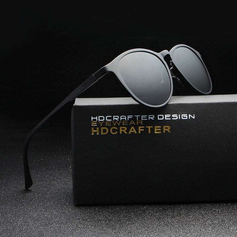 Hdcrafter Unisex Full Rim Oval Round Aluminum Frame Polarized Sunglasses L6625 Sunglasses HdCrafter Sunglasses   
