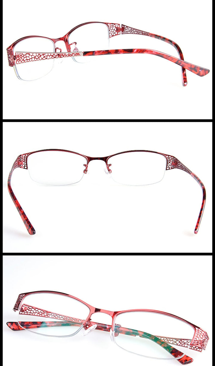 Women's Alloy Semi Rim Eyeglasses Photochromic P99001 Frame Bclear   
