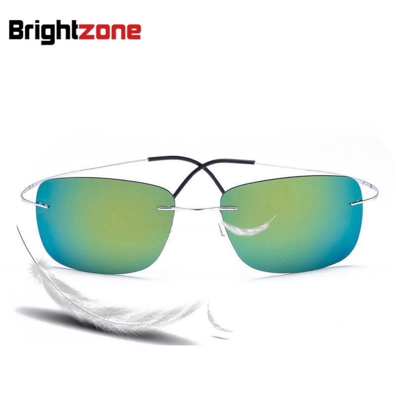 Men's Sunglasses Rimless Titanium Polarized Super Light Sunglasses Brightzone   