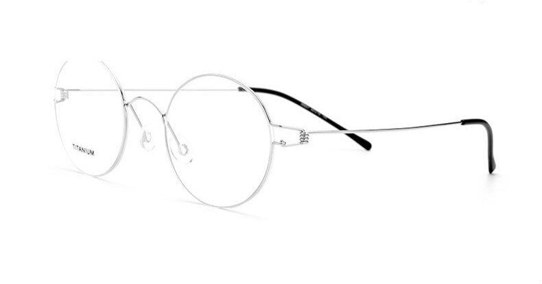 Brightzone Unisex Full Rim Round Titanium Alloy Eyeglasses 5322 Full Rim Brightzone Silver  