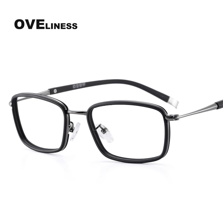 Oveliness Unisex Full Rim Square Alloy Eyeglasses 0037 Full Rim Oveliness shiny gun  