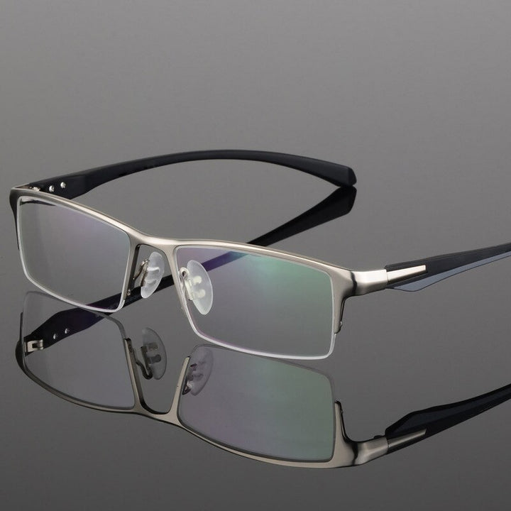 Men's Titanium Alloy Frame Half/Full Rim Eyeglasses 9064 9065 Full Rim Bclear Half frame Silver  
