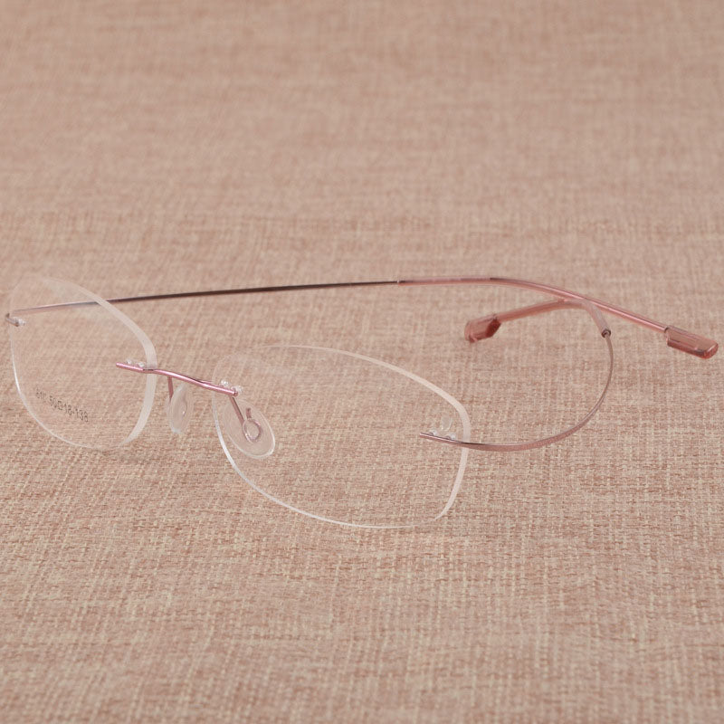 Women's Rimless Titanium Alloy Frame Eyeglasses S610 Rimless Bclear Pink  