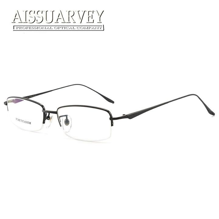 Aissuarvey Men's Semi Rim Titanium Frame Eyeglasses As8272 Semi Rim Aissuarvey Eyeglasses black  