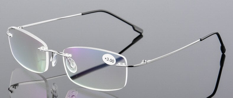 Unisex Presbyopic Rimless Alloy Folding Reading Glasses 3002 Reading Glasses Brightzone +100 Silver 
