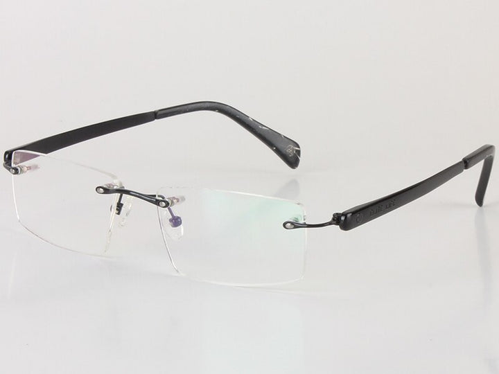 Chashma Ottica Men's Rimless Rectangle Titanium Eyeglasses 018 Rimless Chashma Ottica Gray  