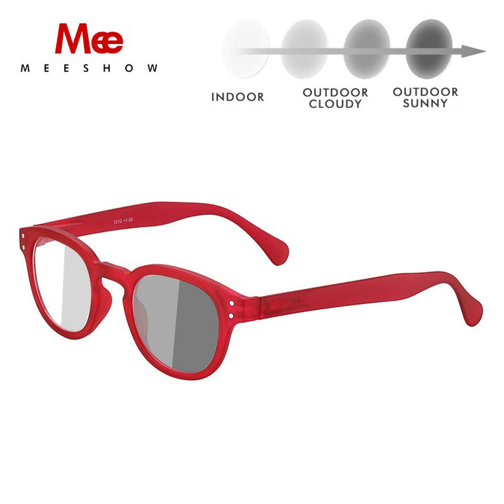 Unisex Sunglasses Reading Glasses Photochromic +225 To +325 Reading Glasses MeeShow +225 Red Photo Gray 