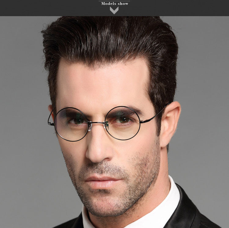 Reven Jate 8786 Men Titanium Eyeglasses Frame Round Shape Eyewear For Man Rx  Spectacles Glasses Frame