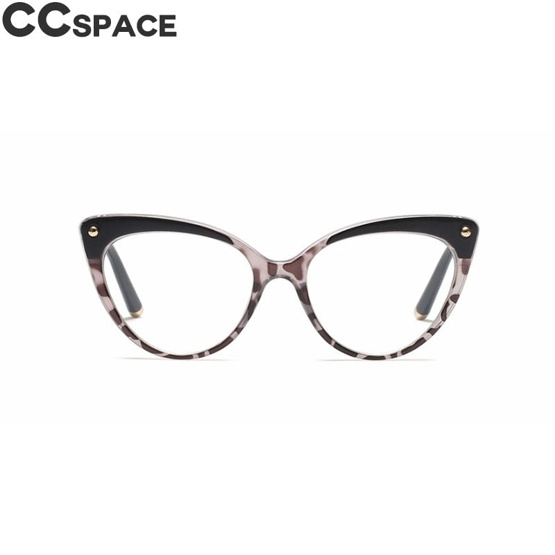 CCSpace Women's Full Rim Cat Eye Tr 90 Resin Frame Eyeglasses 45639 Full Rim CCspace C4 black leopard  