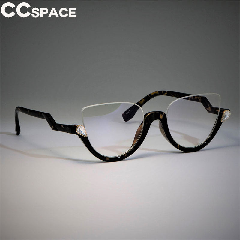 CCSpace Women's Semi Rim Cat Eye Resin Frame Eyeglasses 45159 Semi Rim CCspace C8 brown leopard  