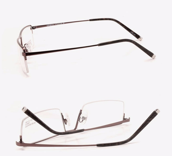 Reven Jate Men's Semi Rim Square Titanium Eyeglasses 8095 Frames Reven Jate   