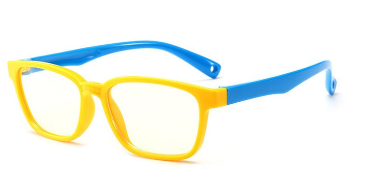 Brightzone Unisex Children's Tr 90 Titanium Round Eyeglasses  Full Rim Full Rim Brightzone Yellowframe blue leg  