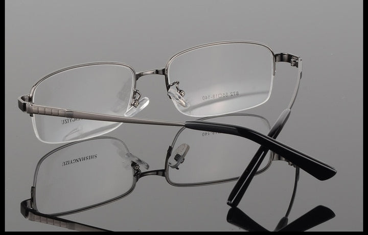 Men's Half Rim Alloy Front Rim Eyeglasses 872 Semi Rim Bclear   