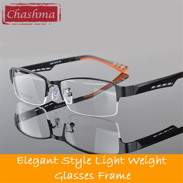 Men's Eyeglasses Half Frame Alloy Rim With TR90 2387 Frame Chashma Orange  