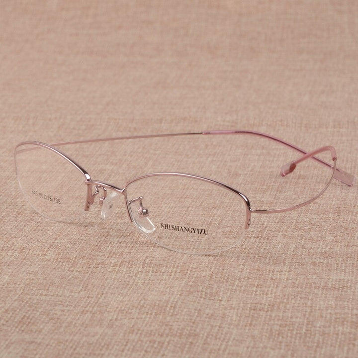 Women's Eyeglasses Semi Rim Rectangular Alloy  S643 Semi Rim Bclear Pink  