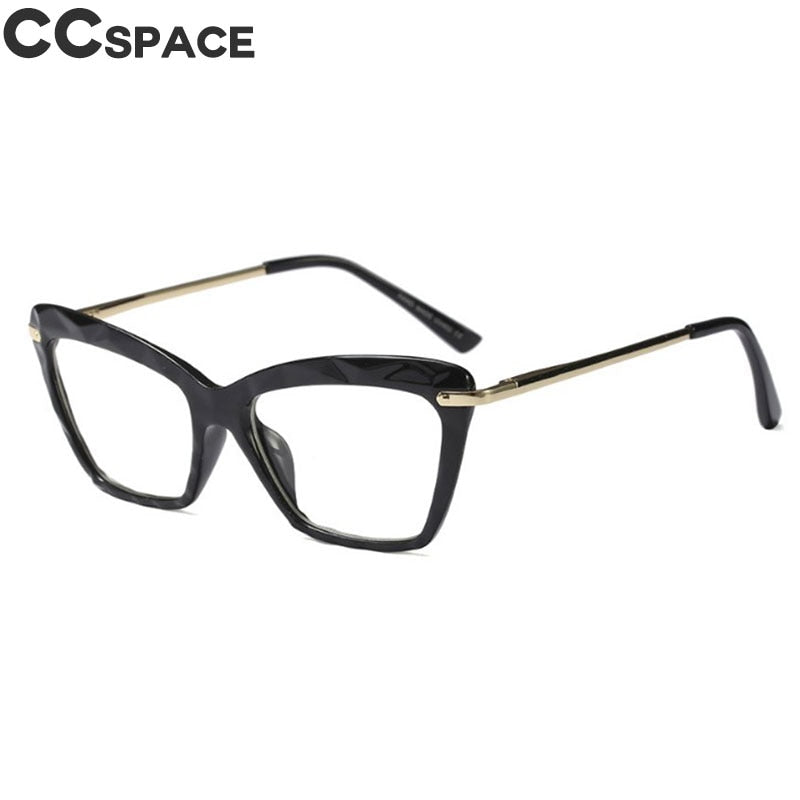 CCSpace Women's Full Rim Rectangle Cat Eye Resin Alloy Frame Eyeglasses 45591 Full Rim CCspace C4 Black  