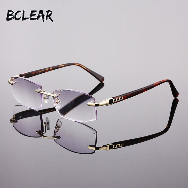 Men's Reading Glasses Rimless Cr39 Alloy +1.0 To +4.0 W02 Reading Glasses Bclear   