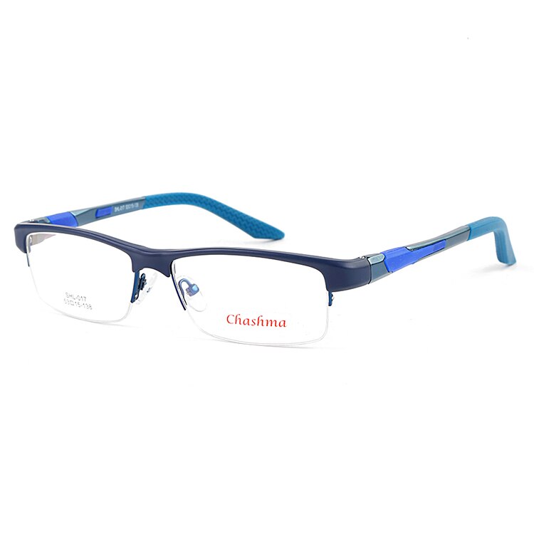 Chashma Ottica Men's Semi Rim Rectangle Tr 90 Aluminum Magnesium Sport Eyeglasses 017 Sport Eyewear Chashma Ottica Blue  