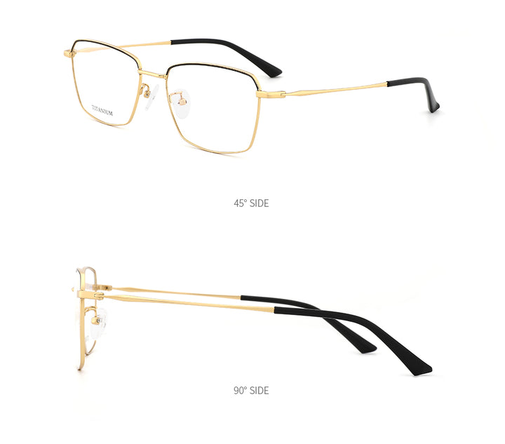 Kansept Men's Full Rim Square Titanium Alloy Frame Eyeglasses 190005 Full Rim Kansept   