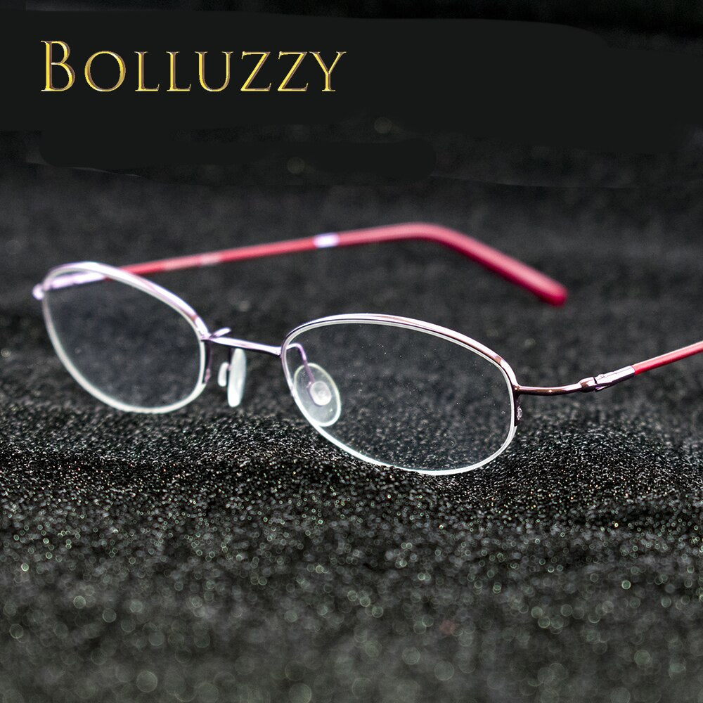 Unisex Alloy Semi Rim Eyeglasses Oval Frame Bo2207122 Semi Rim Bolluzzy   