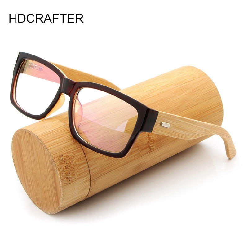 Hdcrafter Unisex Full Rim Oversized Rectangle Wood Eyeglasses 6823 Full Rim Hdcrafter Eyeglasses   