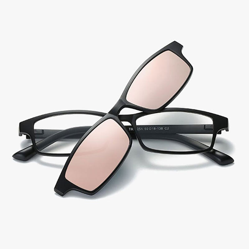 Reven Jate Polarized Sunglasses Magnetic Clip-Ons With Plastic Tr-90 Super Light Frame For Women And Men Sunglasses Reven Jate Pink  